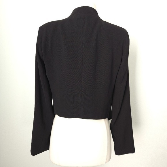 Anthropologie Elevenses Black Lace Trim High-Low Open-Front Cropped Jacket- M - Picture 2 of 7